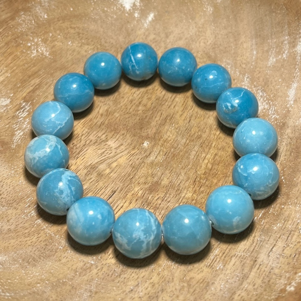 NWOT Hemimorphite Mineral Empathy Stone Chunky Bead Bracelet